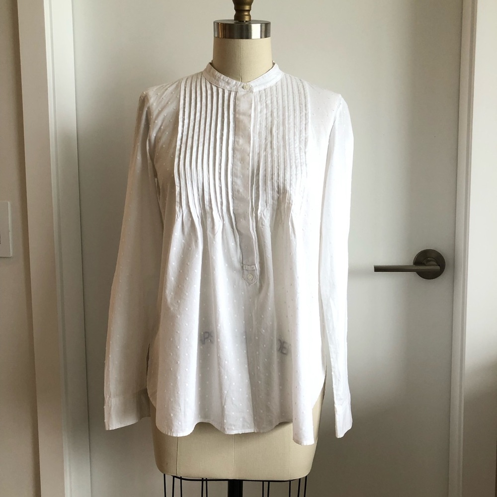 GAP White Cotton Pin Tuck Button Up Shirt Fall 2017